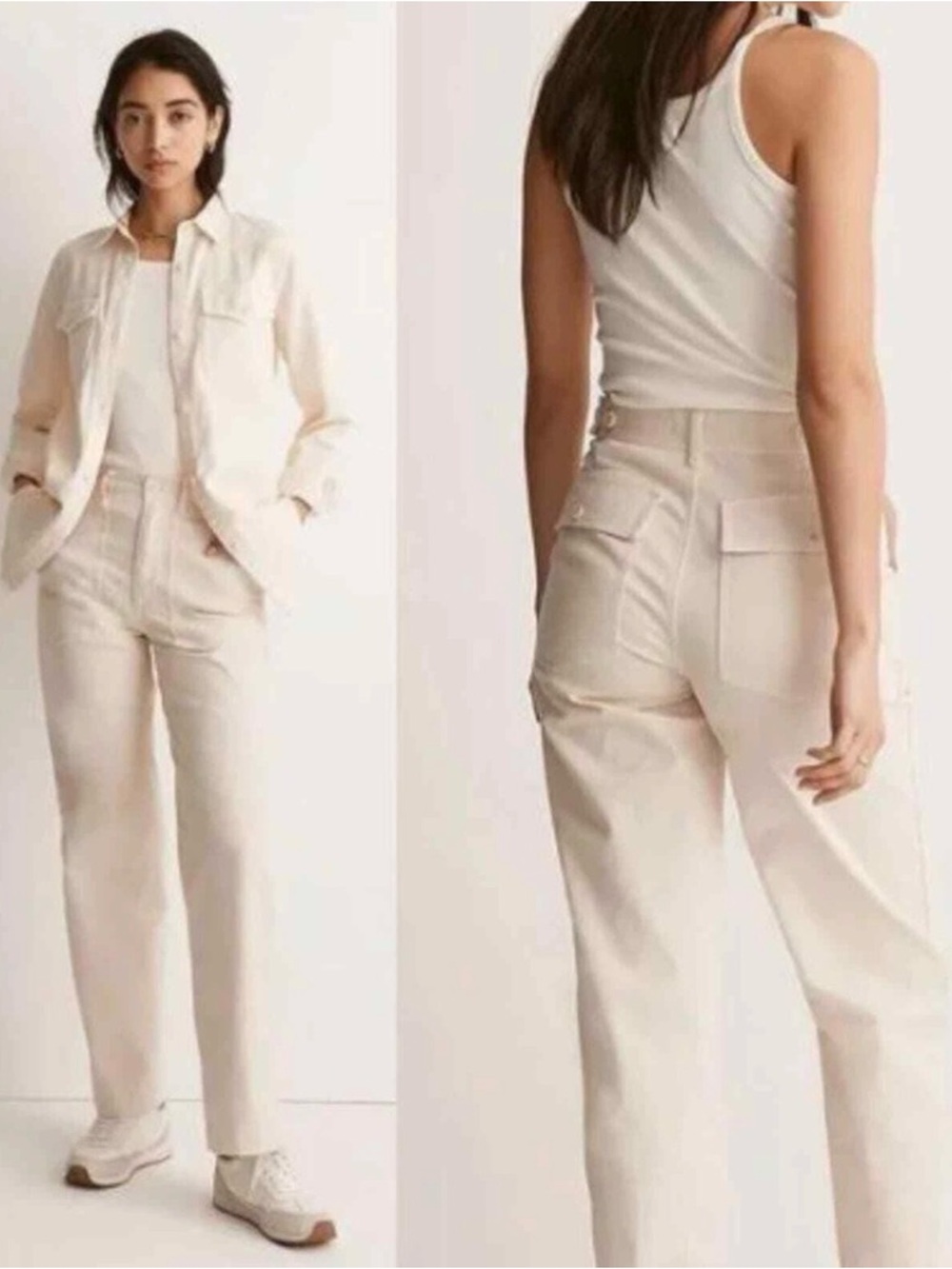 Madewell Women's High-Rise Straight-Leg Utility Pants in Cream